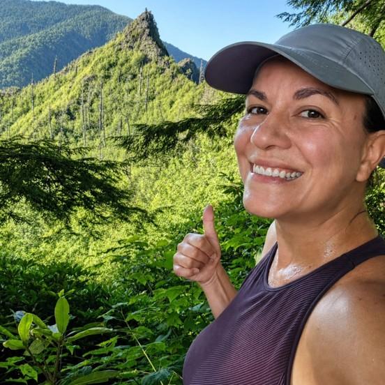 Tatiana hiking in the Smoky Mountains